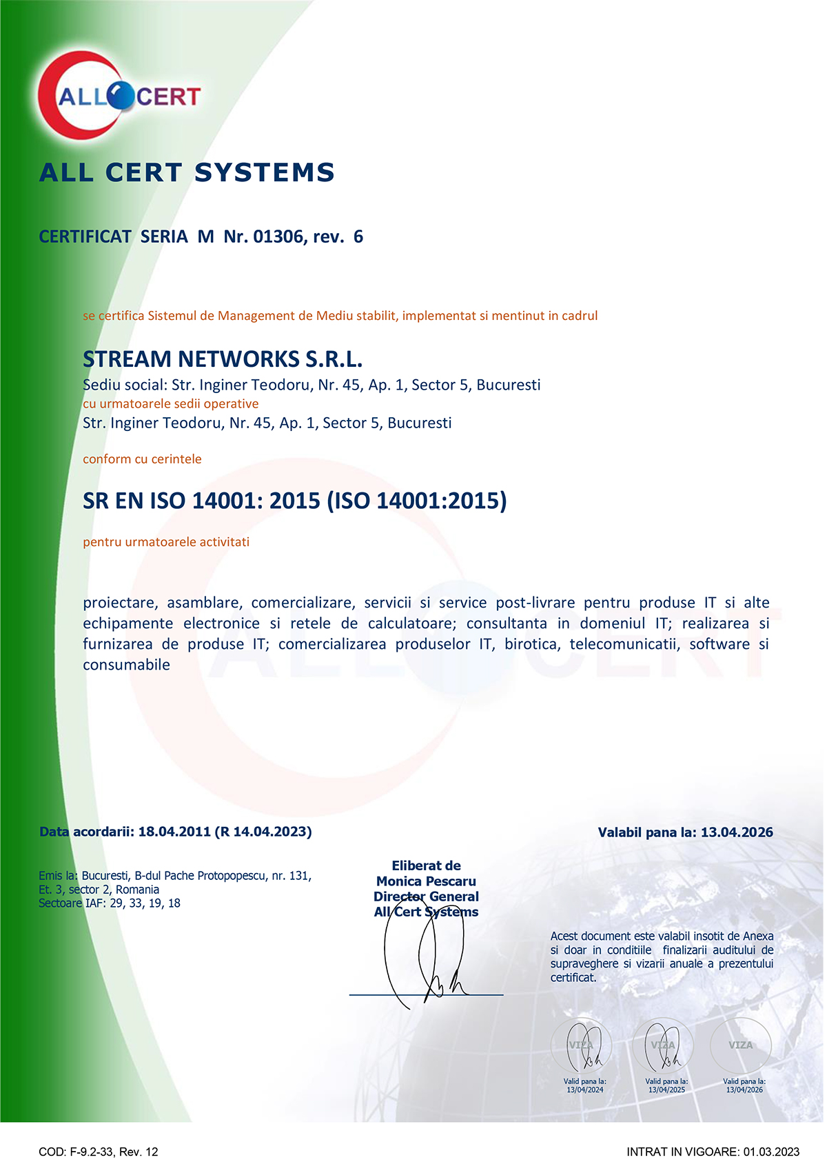CERTIFICAT MEDIU ISO 14001
